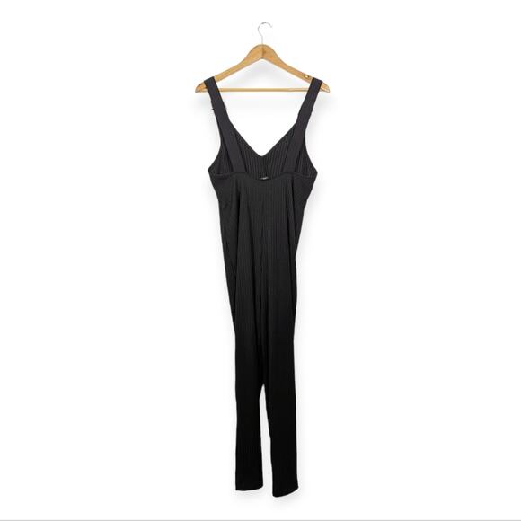 WeWoreWhat Black Ribbed Knit Tapered Jumpsuit Size S - Picture 2 of 7